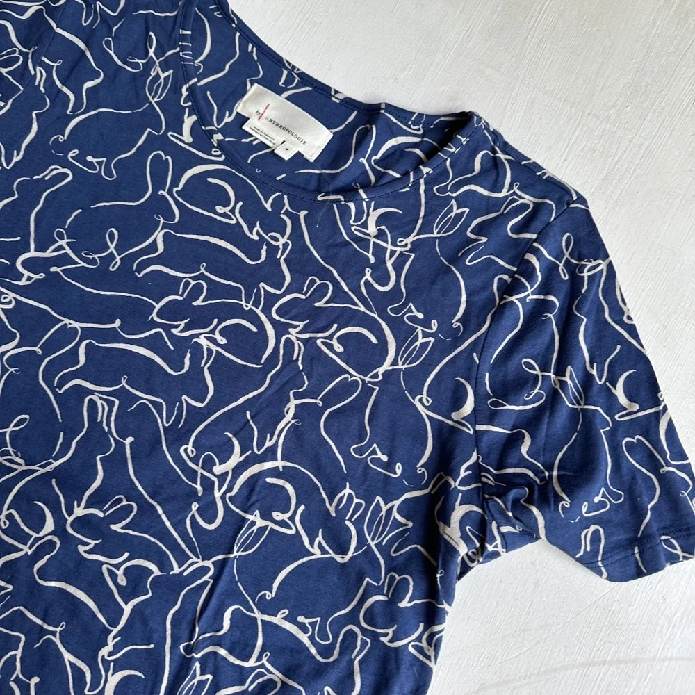 Anthropologie Blue Bunny Novelty Print Weekend Tee - Picture 4 of 9